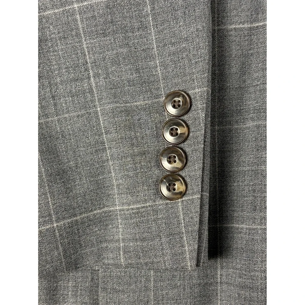 Jos. A. Bank 1905 Slim Fit Gray Windowpane Wool Blend Blazer Sport Coat 46R